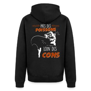 Fisherman away from cons gift idea funny fish - Unisex Premium Organic Zip Hoodie - black - Back - Nico (187cm)