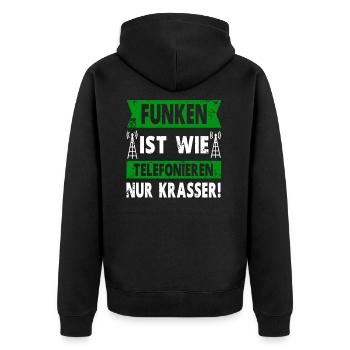 Funkamateur Funker Amateurfunk Amateurfunker - Unisex Premium Bio Zip Hoodie - Schwarz - Hinten - Nico (187cm)