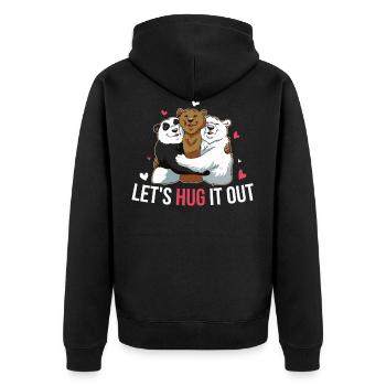 Lets Hug It Out Bear Gift - Unisex Premium Organic Zip Hoodie - black - Back - Nico (187cm)