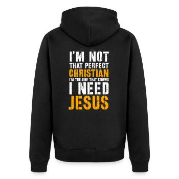 Jésus, Jésus, Jésus Chrétien Chrétien Chrétien - Veste à capuche bio Premium Unisexe - noir - Dos - Nico (187cm)