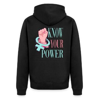 Connaissez votre pouvoir féministe - Veste à capuche bio Premium Unisexe - noir - Dos - Nico (187cm)