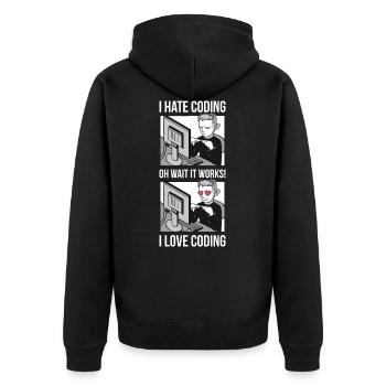 I Love Coding Programmer Cadeau - Veste à capuche bio Premium Unisexe - noir - Dos - Nico (187cm)