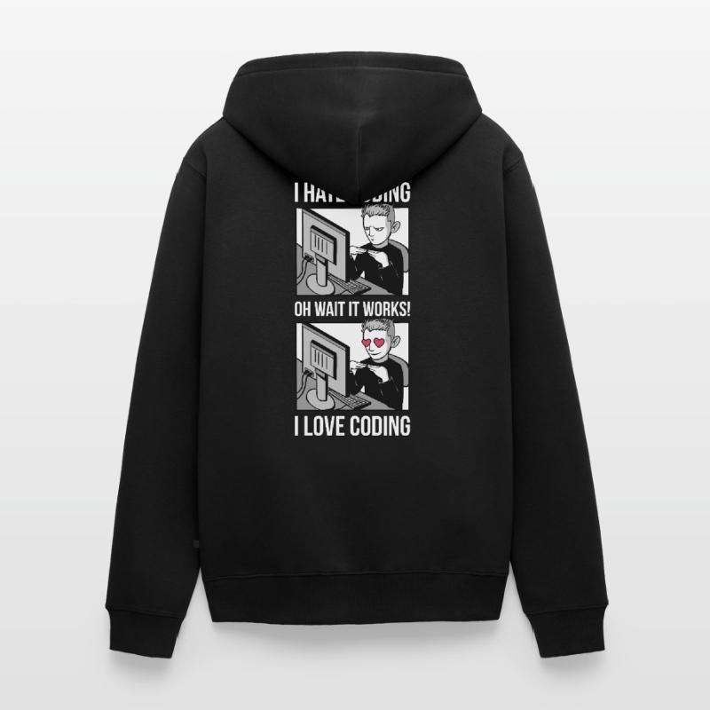 I Love Coding Programmer Cadeau Veste à capuche bio Premium Unisexe