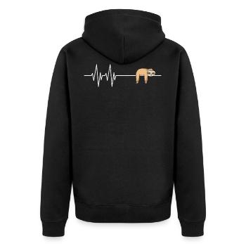 Faultier Herzschlag Faulenzen Keine Lust Schlafen - Unisex Premium Bio Zip Hoodie - Schwarz - Hinten - Nico (187cm)