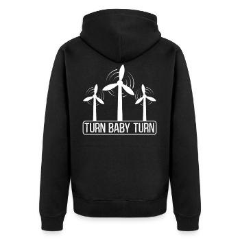 Turn Baby Turn Turbine Technician Renewable Energy - Unisex Premium Organic Zip Hoodie - black - Back - Nico (187cm)