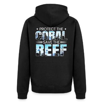 Schützen Sie die Korallen retten Sie das Rifftauchen - Unisex Premium Bio Zip Hoodie - Schwarz - Hinten - Nico (187cm)
