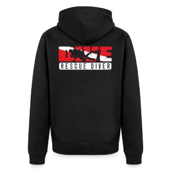 Rescue Diver Tauchen Aquaholic Scuba Diving - Unisex Premium Bio Zip Hoodie - Schwarz - Hinten - Nico (187cm)