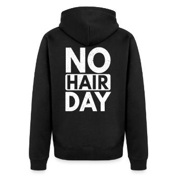 No Hair Day Kahlheit Lustige Kahle Witze Glatzkopf - Unisex Premium Bio Zip Hoodie - Schwarz - Hinten - Nico (187cm)