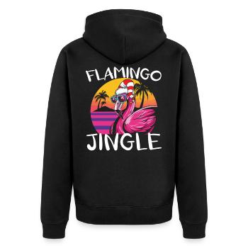Flamingo Jingle Weihnachtstag Rosa Flamingos Weihnachten - Unisex Premium Bio Zip Hoodie - Schwarz - Hinten - Nico (187cm)
