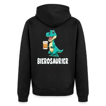 Bierosaurier Lustiges Dino Bier Trinken - Unisex Premium Bio Zip Hoodie - Schwarz - Hinten - Nico (187cm)