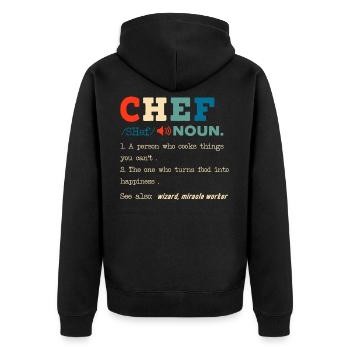 Drôle de chef Description Cuisine culinaire Cuisson - Veste à capuche bio Premium Unisexe - noir - Dos - Nico (187cm)