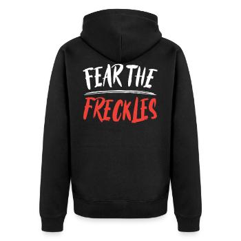 Fear The Freckles Rothaariger Ingwer Rothaariger Ire - Unisex Premium Bio Zip Hoodie - Schwarz - Hinten - Nico (187cm)