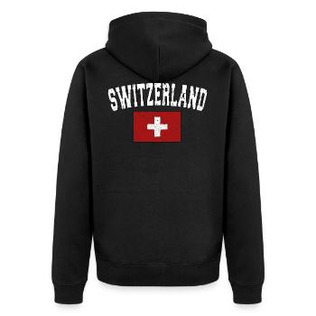 SWITZERLAND - Pavillon suisse - usedlook - Veste à capuche bio Premium Unisexe - noir - Dos - Nico (187cm)