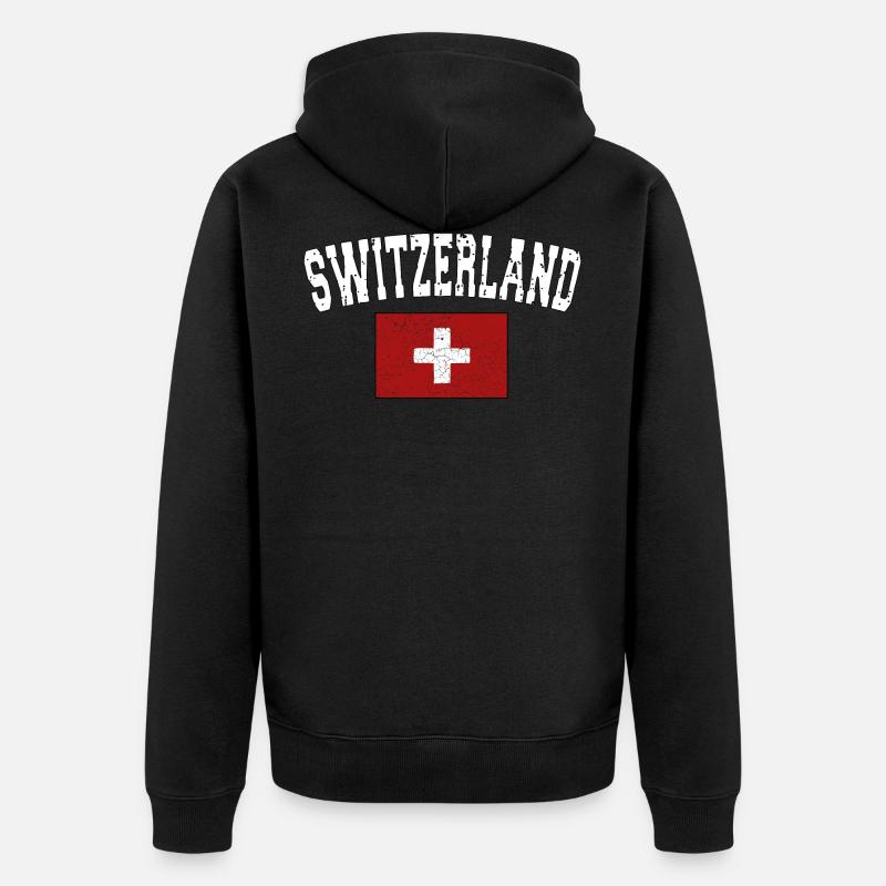 SWITZERLAND - Pavillon suisse - usedlook - Veste à capuche bio Premium Unisexe - noir