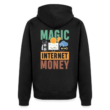 Magic Internet Money for an investor - Unisex Premium Organic Zip Hoodie - black - Back - Nico (187cm)