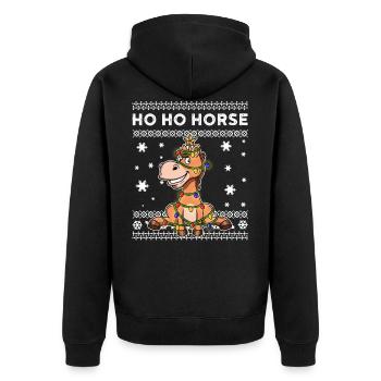Cheval Ugly Christmas Sweater Cadeau - Veste à capuche bio Premium Unisexe - noir - Dos - Nico (187cm)