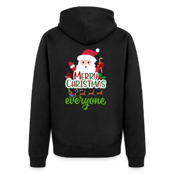 Weihnachten, Weihnachten, Weihnachten, Weihnachten - Unisex Premium Bio Zip Hoodie - Schwarz - Hinten - Nico (187cm)
