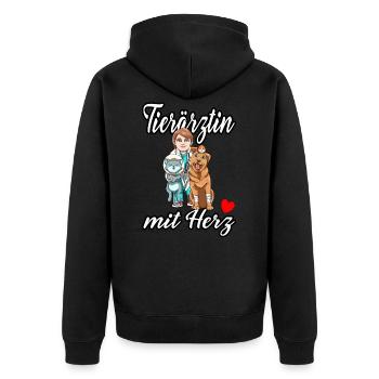 Tierärztin mit Herz - Unisex Premium Bio Zip Hoodie - Schwarz - Hinten - Nico (187cm)