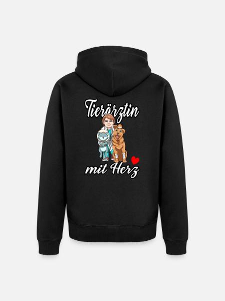 Tierärztin mit Herz - Unisex Premium Bio Zip Hoodie - Schwarz