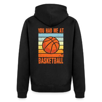 Tu m'as eu au basket - Veste à capuche bio Premium Unisexe - noir - Dos - Nico (187cm)