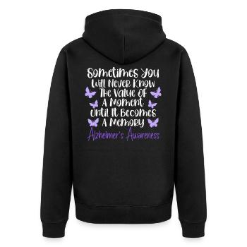 Sensibilisation à la maladie d’Alzheimer Démence ALZ - Veste à capuche bio Premium Unisexe - noir - Dos - Nico (187cm)