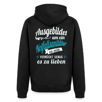 Notfallsanitäter Sanitäter Auszubildender Azubi - Unisex Premium Bio Zip Hoodie - Schwarz - Hinten - Nico (187cm)