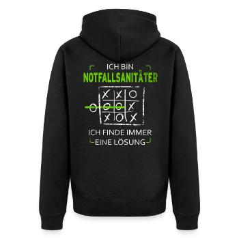Ich bin Notfallsanitäter - Unisex Premium Bio Zip Hoodie - Schwarz - Hinten - Nico (187cm)