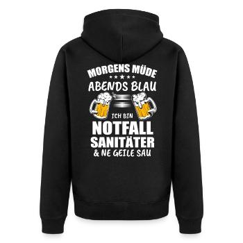 Notfallsanitäter Bier Sanitäter - Unisex Premium Bio Zip Hoodie - Schwarz - Hinten - Nico (187cm)