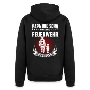 Feuerwehr Feuerwehrmann Kameradschaft Geschenk - Unisex Premium Bio Zip Hoodie - Schwarz - Hinten - Nico (187cm)