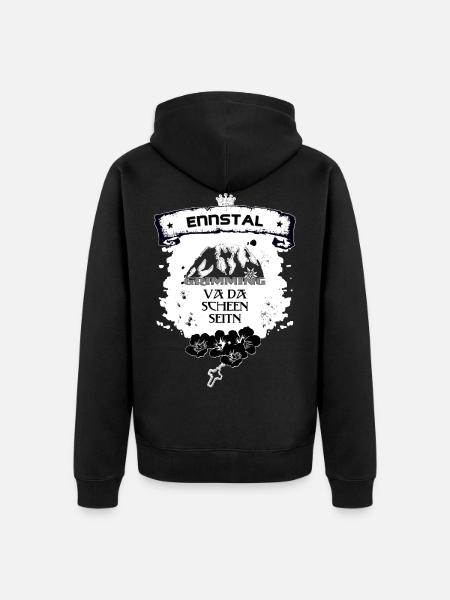 Ennstal - Unisex Premium Bio Zip Hoodie - Schwarz