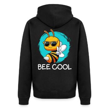 Bee Cool Lustige Bienen-Wortspiele - Unisex Premium Bio Zip Hoodie - Schwarz - Hinten - Nico (187cm)