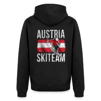 Austria Ski-Team Ski Wintersport Österreich - Unisex Premium Bio Zip Hoodie - Schwarz - Hinten - Nico (187cm)