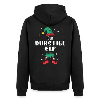 Christmas Elf durstige Elf x-mas Geschenk - Unisex Premium Bio Zip Hoodie - Schwarz - Hinten - Nico (187cm)