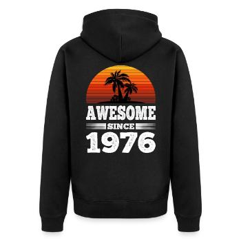 Awesome Since 1976 Sunset red - Unisex Premium Organic Zip Hoodie - black - Back - Nico (187cm)