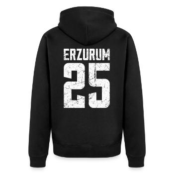 Erzurum 25 Türkei Turkiye Geschenk Urlaub TR Türk - Unisex Premium Bio Zip Hoodie - Schwarz - Hinten - Nico (187cm)