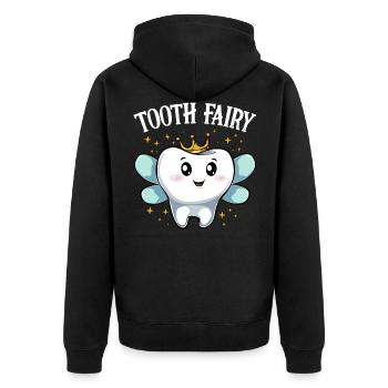 Niedliche Kawaii Zahnfee Milchzahn - Unisex Premium Bio Zip Hoodie - Schwarz - Hinten - Nico (187cm)