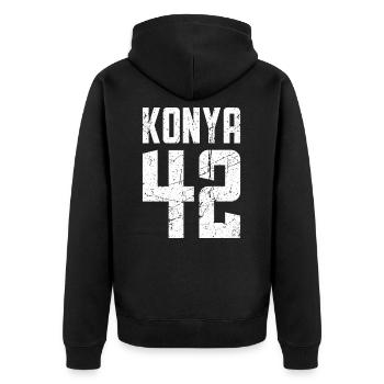Konya 42 Türkei Turkiye Geschenk Urlaub TR Türk - Unisex Premium Bio Zip Hoodie - Schwarz - Hinten - Nico (187cm)