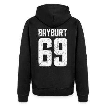 Bayburt 69 Türkei Turkiye Geschenk Urlaub Türk TR - Unisex Premium Bio Zip Hoodie - Schwarz - Hinten - Nico (187cm)