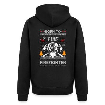 Pompiers Bière Ugly Christmas Sweater Cadeau - Veste à capuche bio Premium Unisexe - noir - Dos - Nico (187cm)
