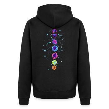 Rollenspiel RPG Roleplay Pen & Paper - Unisex Premium Bio Zip Hoodie - Schwarz - Hinten - Nico (187cm)