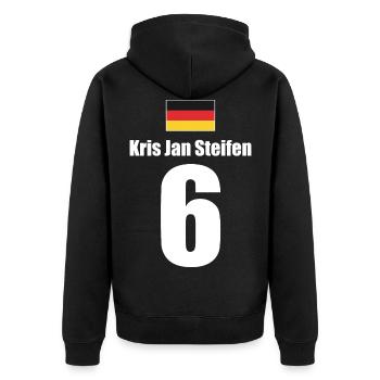 Deutschland Sauf Trikot Fußball Mallorca Urlaub - Unisex Premium Bio Zip Hoodie - Schwarz - Hinten - Nico (187cm)