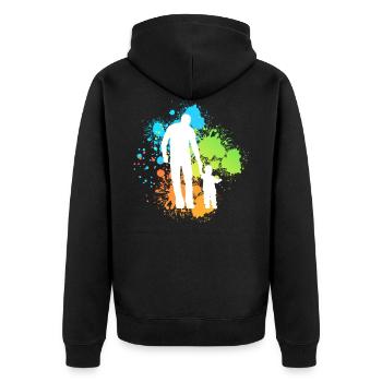 Vater und Tochter - Unisex Premium Bio Zip Hoodie - Schwarz - Hinten - Nico (187cm)