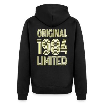 Original 1984 Limited - Unisex Premium Organic Zip Hoodie - black - Back - Nico (187cm)