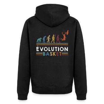 Evolution - Basketball - Unisex Premium Organic Zip Hoodie - black - Back - Nico (187cm)