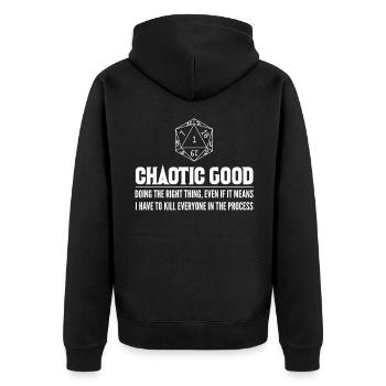 Adventure RPG Dice Fantasy Gift - Unisex Premium Organic Zip Hoodie - black - Back - Nico (187cm)
