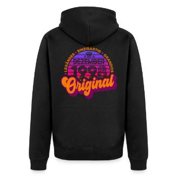 geboren Dezember 1998 Geburtstags Retro Design - Unisex Premium Bio Zip Hoodie - Schwarz - Hinten - Nico (187cm)