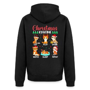 Routine de Noël Chat - Veste à capuche bio Premium Unisexe - noir - Dos - Nico (187cm)