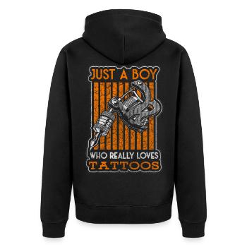 Tatoueur Tatouages Rockabilly Encré - Veste à capuche bio Premium Unisexe - noir - Dos - Nico (187cm)