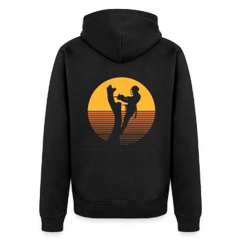 Funny Chainsaw Arborist Gift - Unisex Premium Organic Zip Hoodie - black - Back - Nico (187cm)