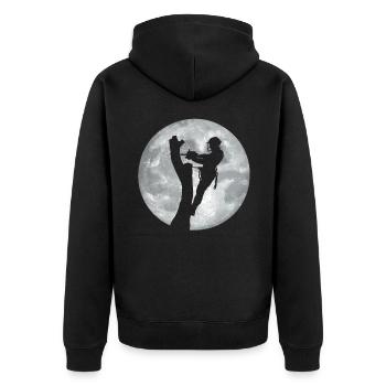 Funny Chainsaw Arborist Gift - Unisex Premium Organic Zip Hoodie - black - Back - Nico (187cm)